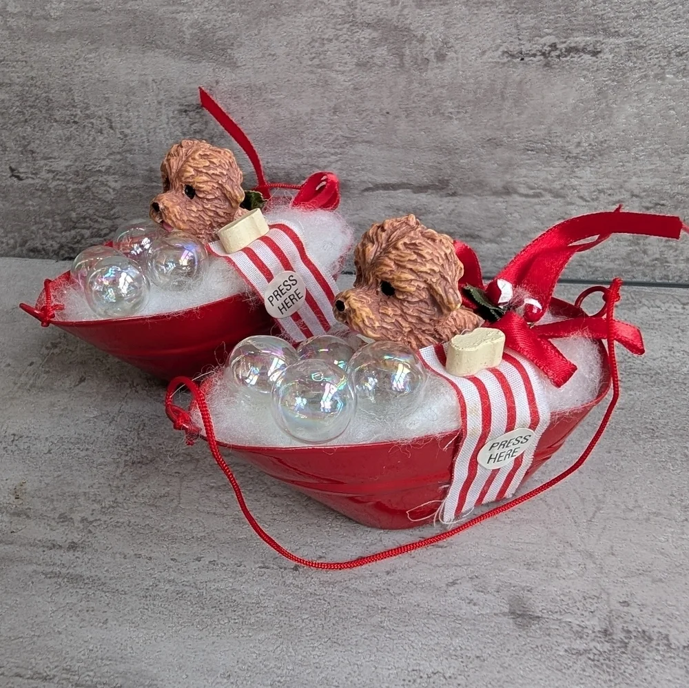 The San Francisco Music Box Company Puppy Dog in Bubble Bath Christmas Ornaments